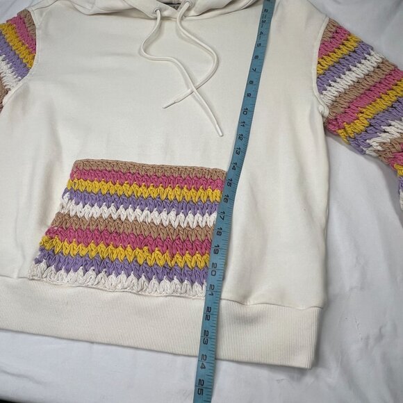Alice + Olivia Pocket Hoodie Pullover Ivory Multicolor Small - Picture 14 of 16